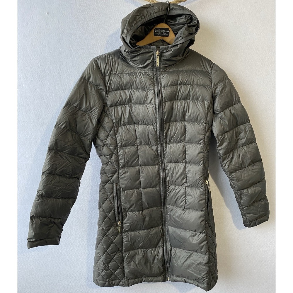 Michael Kors Brown Full Zip Down Filled Puffer Jacket Womens Sz S Luxury